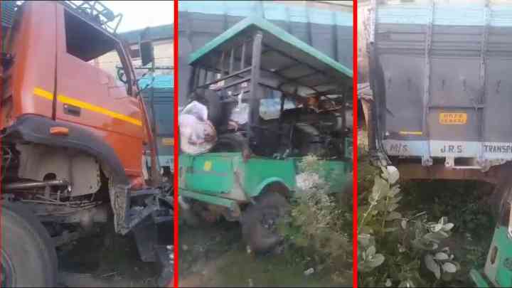 बांदा: तेज रफ्तार ट्रक और DCM में टक्कर, झोपड़ी में घुसी डीसीएम ने गर्भवती महिला को कुचला