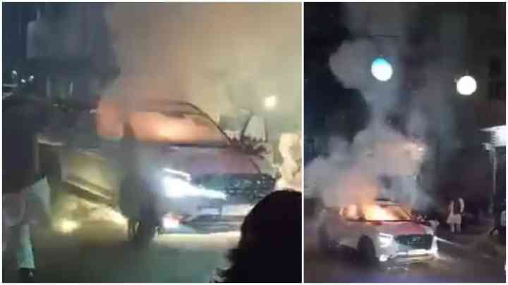 Viral Video: कार के सनरूफ से आतिशबाजी..., कार पर गिरी चिंगारी फिर कार जलकर राख