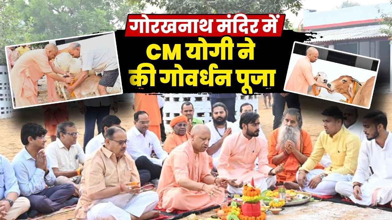 गोरखनाथ मंदिर की गोशाला में CM योगी ने की गोवर्धन पूजा, कहा- भारत की समृद्धि का आधार रहा है गोवंश